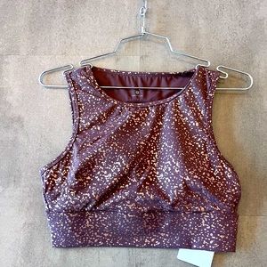 COPY - NWT Tavi Quartz Glimmer Crop Top w/ open back and built in bra cups. Sz.…